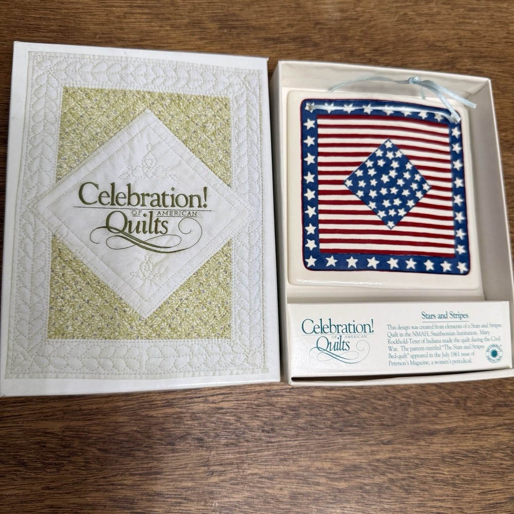 Celebration of American Quilts Hanging Tile new porcelain Stars And Stripes 1995